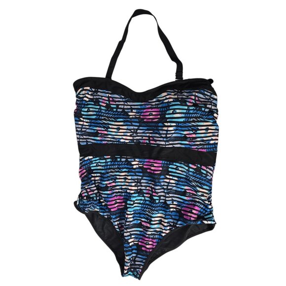 Womens Floral Multicolor One Peice Swimsuit Size 22 By Cactus- Missing Strap - Picture 8 of 15